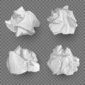 Crumpled paper balls. Realistic garbage bad idea symbols crushed piece of papers decent vector templates collection Royalty Free Stock Photo