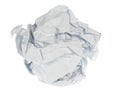 Crumpled paper boll isolated on white background clipping path. Screwed up piece of paper