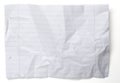 Crumpled paper with lines and holes on white Royalty Free Stock Photo