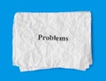 Crumpled paper problems Royalty Free Stock Photo