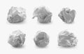 Crumpled paper. Realistic paper trash ball, crinkled and wrinkled rough balls. Vector paper garbage set Royalty Free Stock Photo