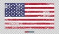 Grunge American Flag On Transparent Background.