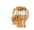 Crumpled paper shaped as a human head and STROKE concept on whit Royalty Free Stock Photo