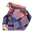Crumpled patchwork scarf from purple silk fabrics Royalty Free Stock Photo