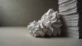 A crumpled piece of paper on a desk: A discarded idea, representing frustration, creativity, or second chances. Royalty Free Stock Photo