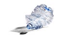 Crumpled plastic bottle for recycling