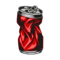 Crumpled red drink can Royalty Free Stock Photo