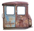 Crumpled Rusty Metal Door Of  The Diesel  Retro Vintage  Tractor Isolated