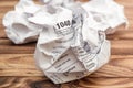 Crumpled sheet of tax form on the table. Close up Royalty Free Stock Photo