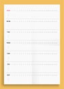 Crumpled Standart blank weekly planner series A4 format paper size vector illustration