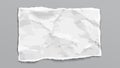 Crumpled and torn old white note, notebook paper sheet with soft shadow is on grey background. Vector illustration Royalty Free Stock Photo