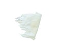 Crumpled white tissue paper piece with torn edges isolated on white background Royalty Free Stock Photo