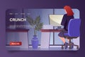 Crunch time concept in cartoon design for landing page