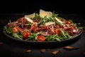 Crunchy Arugula dried meat salad. Generate Ai