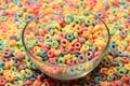 Bright colorful breakfast cereal in bowl Royalty Free Stock Photo