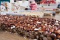 Crunchy Candied almonds on a snack stand