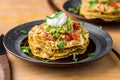 Crunchy chicken tostada stack. Royalty Free Stock Photo