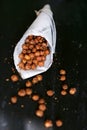 Crunchy chickpeas roasted with spices, street food snack