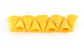 Crunchy corn snacks on a white background