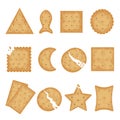 Crunchy cracker cookies flat vector illustrations set