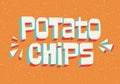 Crunchy crispy text, lettering quote hand drawn creative concept for your business. Chips modern style, product. Vector