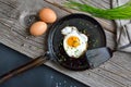 Crunchy fried egg with chives