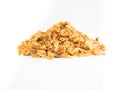 Crunchy fried onion mountain on white background