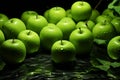 Crunchy Green apples. Generate Ai