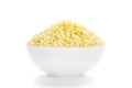 Crunchy Lemon Bhel in a white ceramic bowl made with Puffed Rice small besan sev.