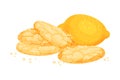 Crunchy Lemon Cookies with Lemon Fruit Rested Nearby Vector Illustration