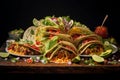 Crunchy Mexican food tacos. Generate Ai Royalty Free Stock Photo