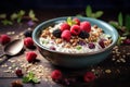 Crunchy Muesli oats fruits. Generate Ai