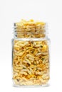 Crunchy Murmura in glass jar, made with Puffed Rice and Curry leaves