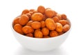 Crunchy Peanut in a white ceramic bowl made with besan coated peanuts.