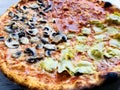 Crunchy Pizza Quattro Stagioni. Royalty Free Stock Photo