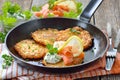 Potato pancakes with salmon Royalty Free Stock Photo