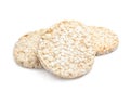 Crunchy rice cakes on white background.