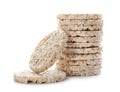 Crunchy rice cakes on white background. Royalty Free Stock Photo