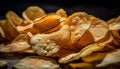 A crunchy, salty heap of organic potato chips for snacking generated by AI