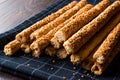 Crunchy Salty Pretzel Stick Crackers with Sesame