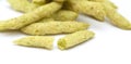 Crunchy snack of fried green pea pods