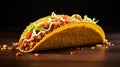 crunchy taco a popular fast food with meat, fresh vegetables and drizzled white sauce.isolated on black Royalty Free Stock Photo