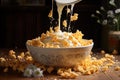 Crunchy Tasty cornflakes milk bowl. Generate Ai