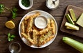 Crunchy zucchini breaded sticks with dip sauce