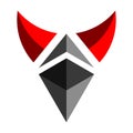 Crupto currency symbol ethereum up side down with devil horns