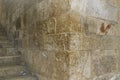 Crusader graffiti engraved in the staircase to the Chapel of Saint Helena. Church of the Holy Sepulchre Royalty Free Stock Photo