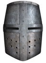 Crusader knights metal helmet isolated 3d illustration with clipping path