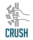 Crush concept - fist destroying wall