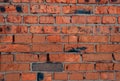 crush red brick wall texture grunge background, old interior design, panorama of masonry Royalty Free Stock Photo