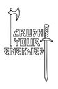 Crush Your Enemies - Viking Axe & Sword Text Vector Illustration